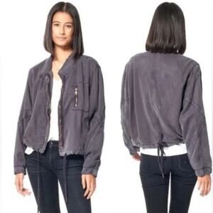 Young Fabulous & Broke Washed Charcoal Bomber Jacket